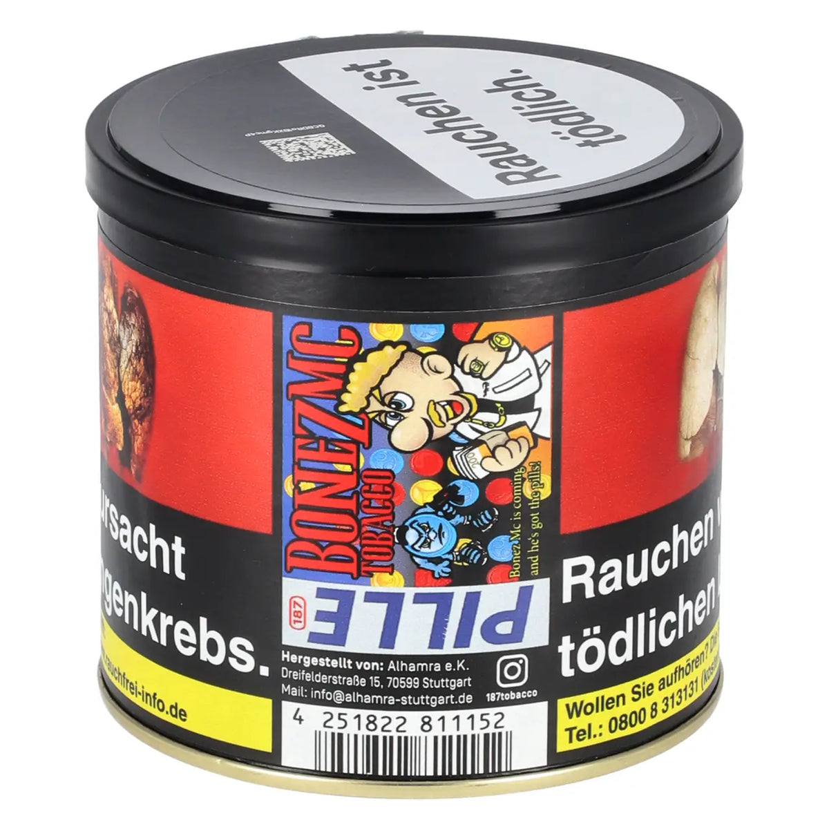 187 Straßenbande Bonez MC Pille 200g Shisha Tabak Dose